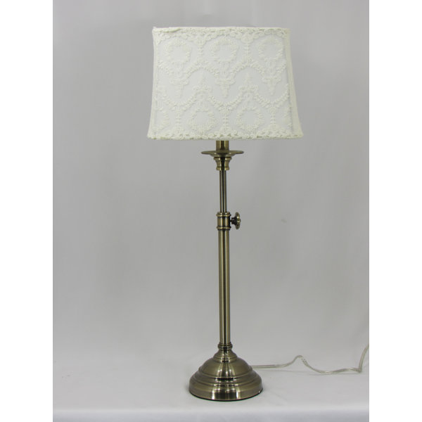 Canora Grey Knoxville 25.75" Brass Adjustable Table Lamp with Lace Half Lamp Shade Wayfair